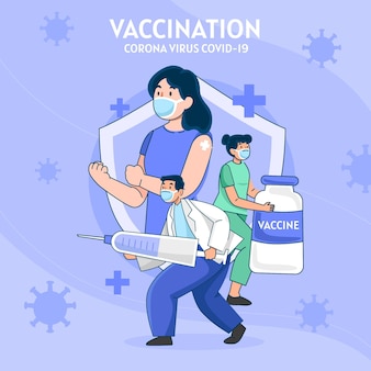 Ilustração de vacina de coronavírus em desenho animado