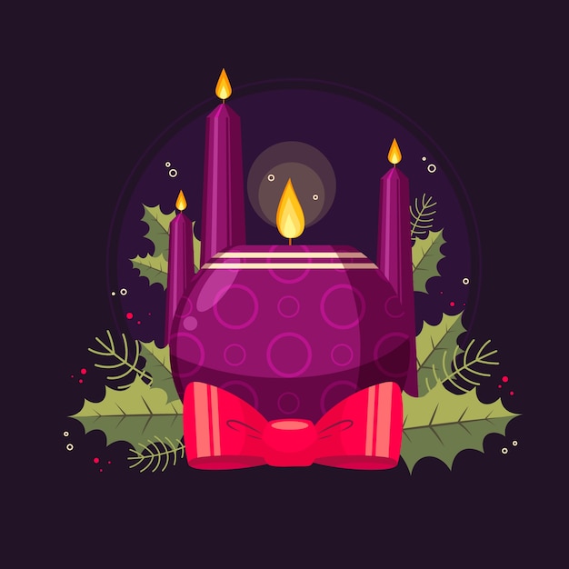 Ilustração de velas roxas do advento em design plano