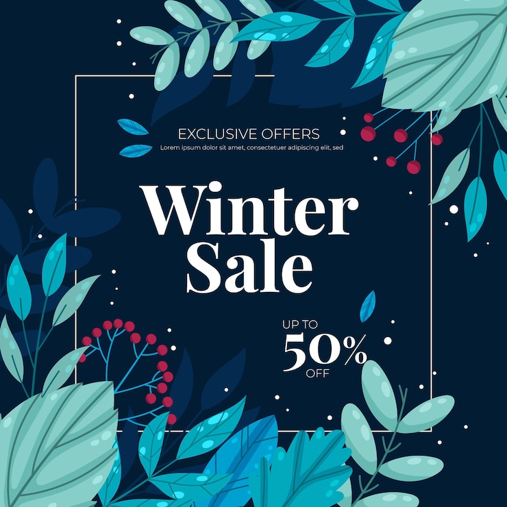 Vetor grátis ilustração de venda plana de inverno desenhada à mão