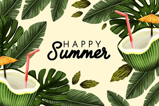 Ilustração de verão em aquarela pintada à mão
