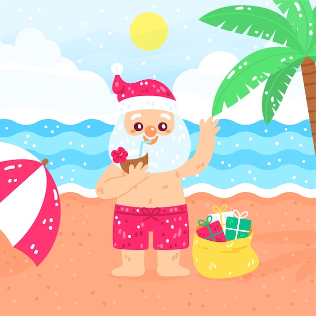 Ilustração de verão plana de natal