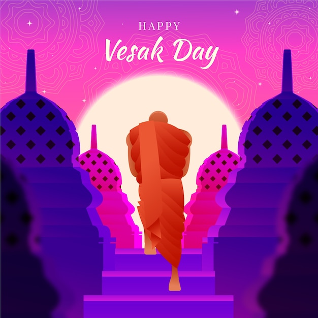 Vetor grátis ilustração de vesak de gradiente