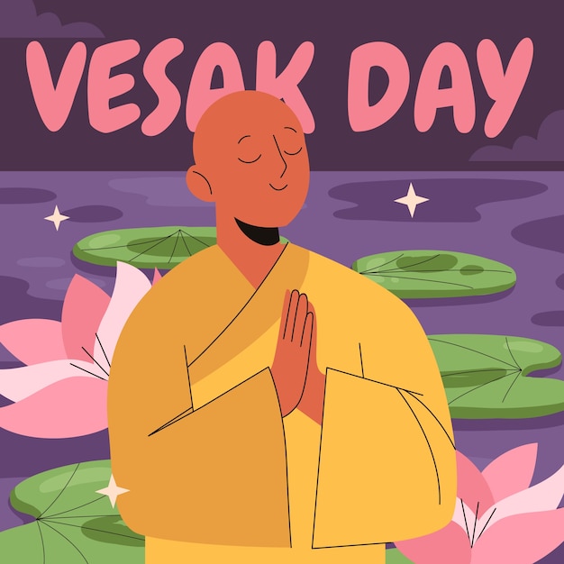 Vetor grátis ilustração de vesak plano