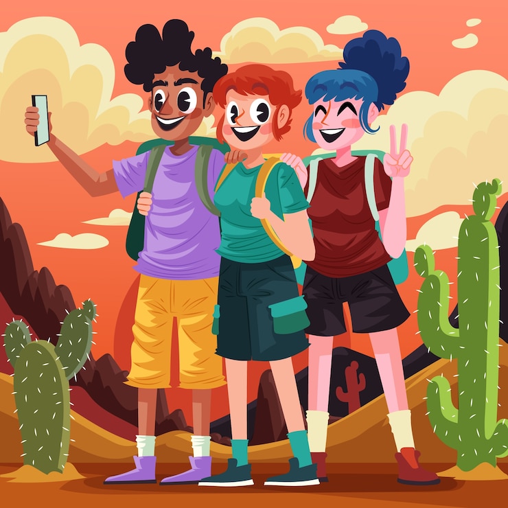 Vetor grátis ilustração de viagem de amigos desenhados à mão