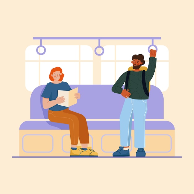 Ilustração de viagem de trem de design plano