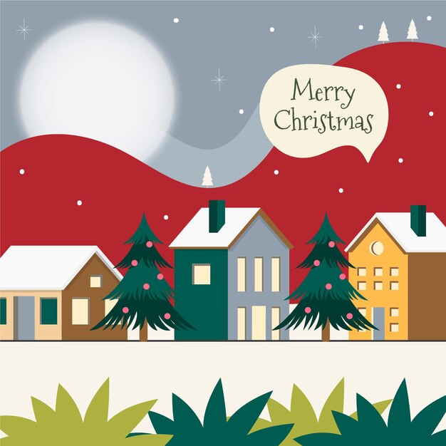 Ilustração de vila de natal desenhada à mão