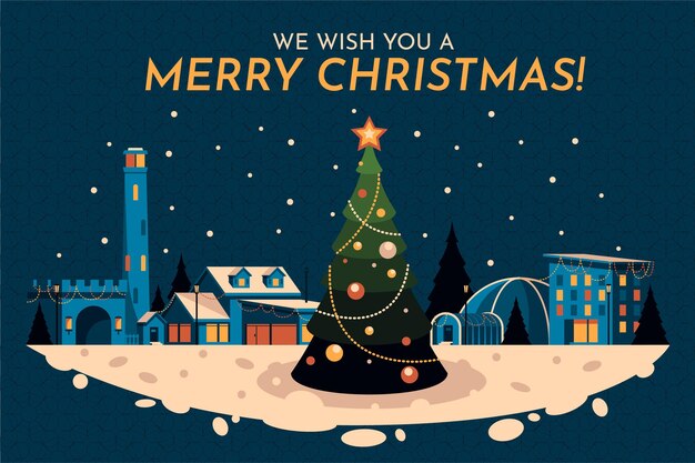 Ilustração de vila de natal desenhada à mão