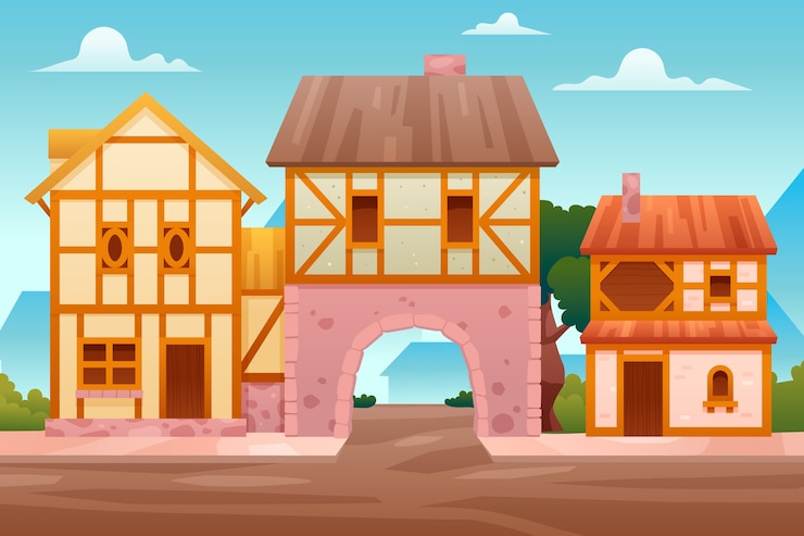Vetor grátis ilustração de vila velha gradiente
