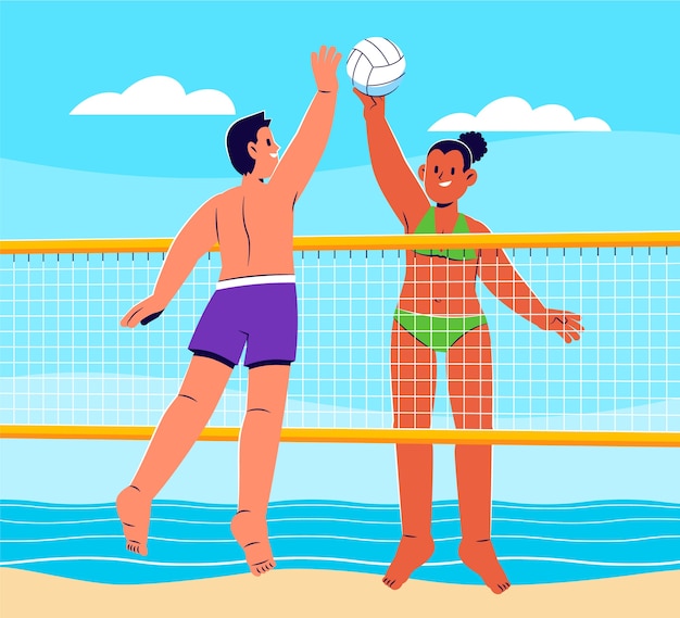 Ilustração de voleibol desenhada à mão