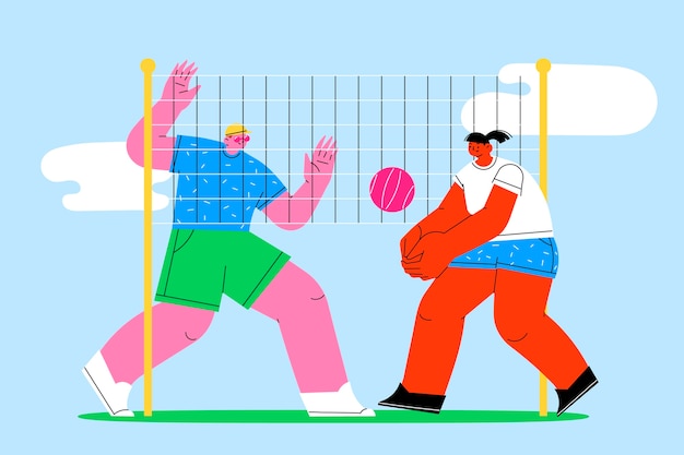 Vetor grátis ilustração de voleibol desenhada à mão