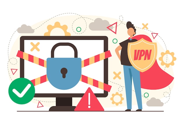 Vetor grátis ilustração de vpn de design plano