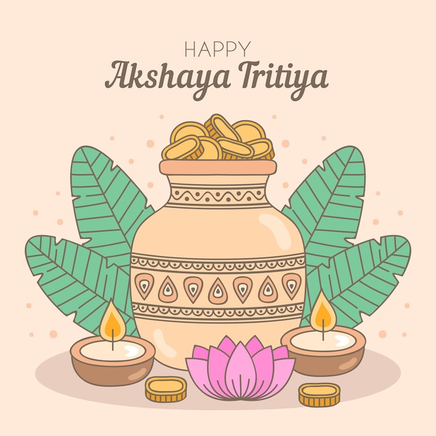 Ilustração desenhada à mão akshaya tritiya