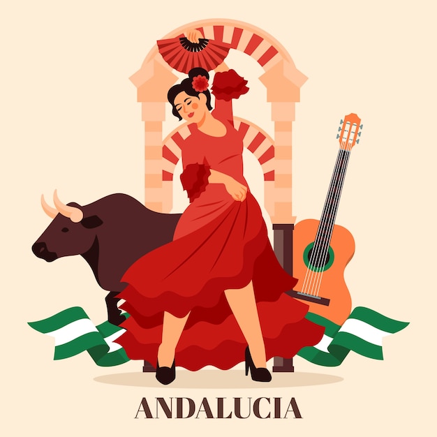 Ilustração desenhada à mão da Andaluzia