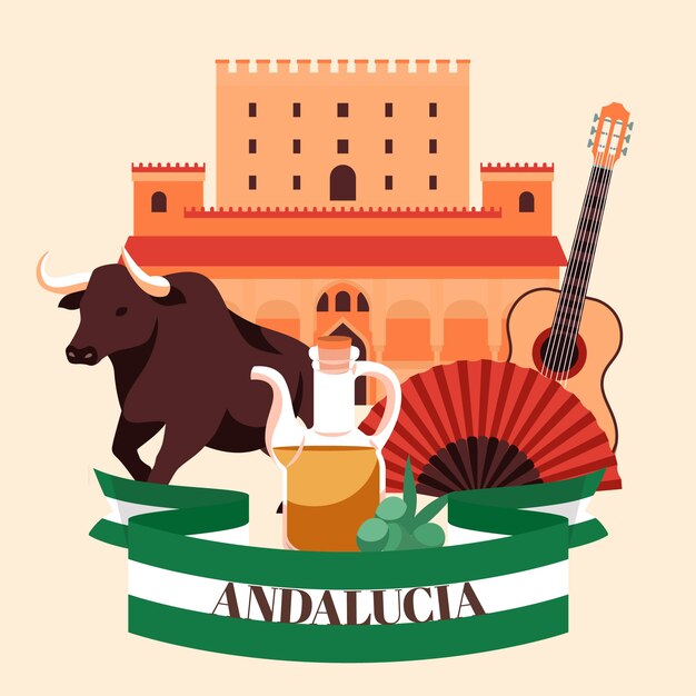 Ilustração desenhada à mão da Andaluzia