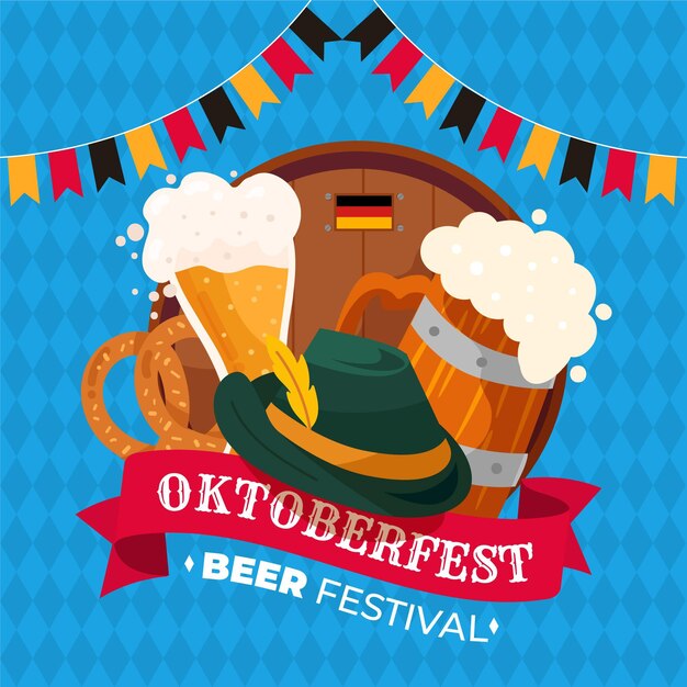 Vetor grátis ilustração desenhada à mão da oktoberfest