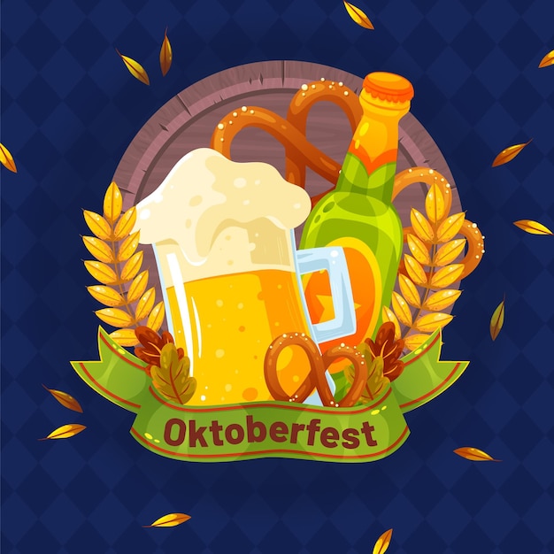 Vetor grátis ilustração desenhada à mão da oktoberfest