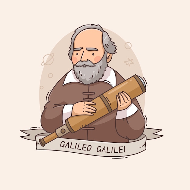 Vetor grátis ilustração desenhada à mão de galileu galilei