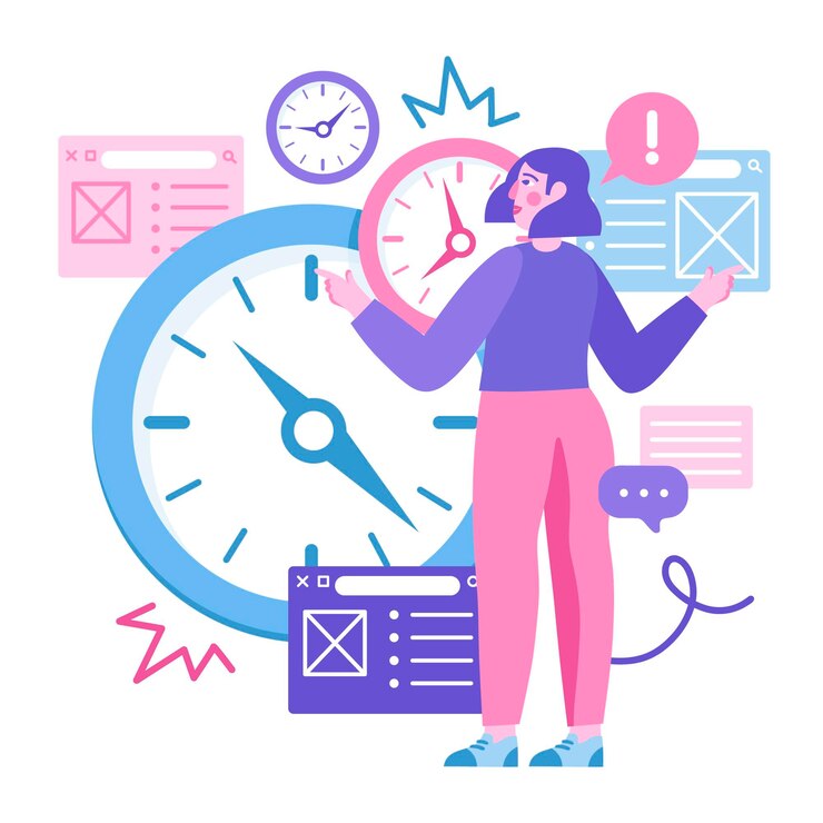 Vetor grátis ilustração desenhada à mão de gerenciamento de tempo