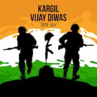 Vetor grátis ilustração desenhada à mão de kargil vijay diwas