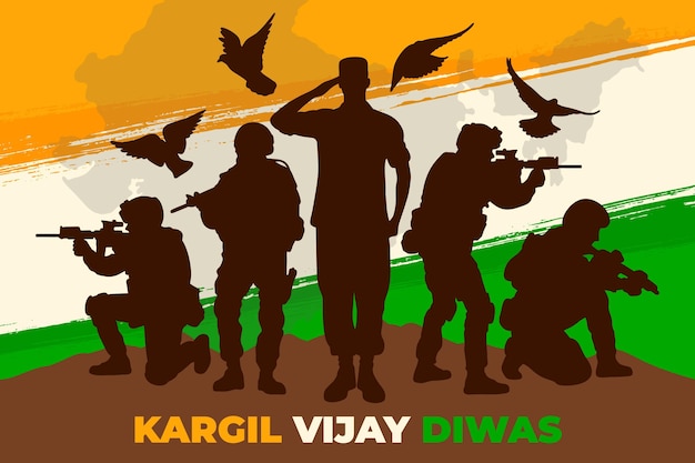 Vetor grátis ilustração desenhada à mão de kargil vijay diwas