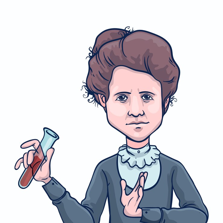 Vetor grátis ilustração desenhada à mão de marie curie