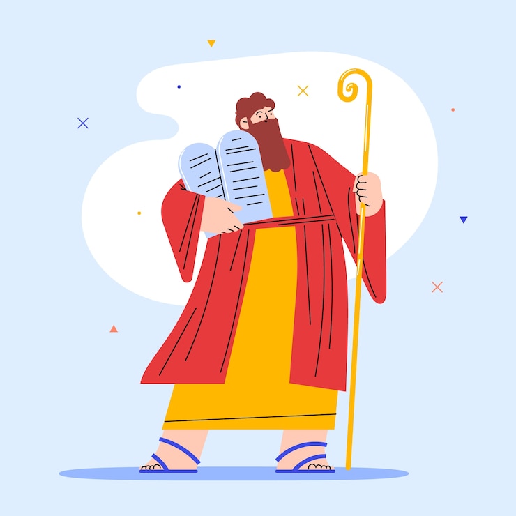 Vetor grátis ilustração desenhada à mão de moisés
