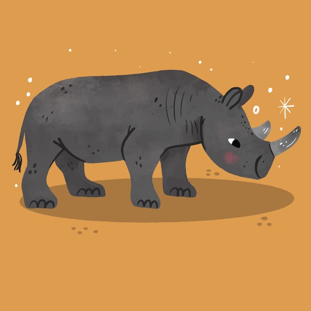 Vetor grátis ilustração desenhada à mão de um rinoceronte