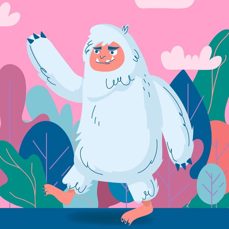 Vetor grátis ilustração desenhada à mão de yeti abominável boneco de neve
