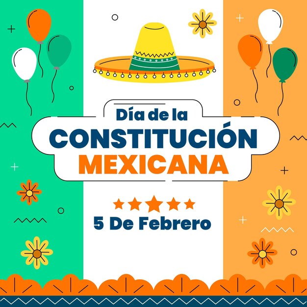 Ilustração desenhada à mão - dia da constituição do México