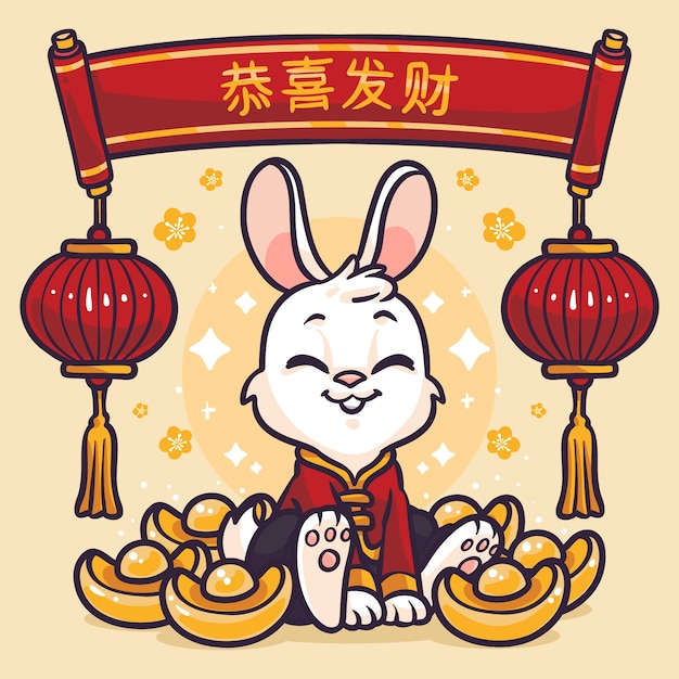 Vetor grátis ilustração desenhada à mão do ano novo chinês