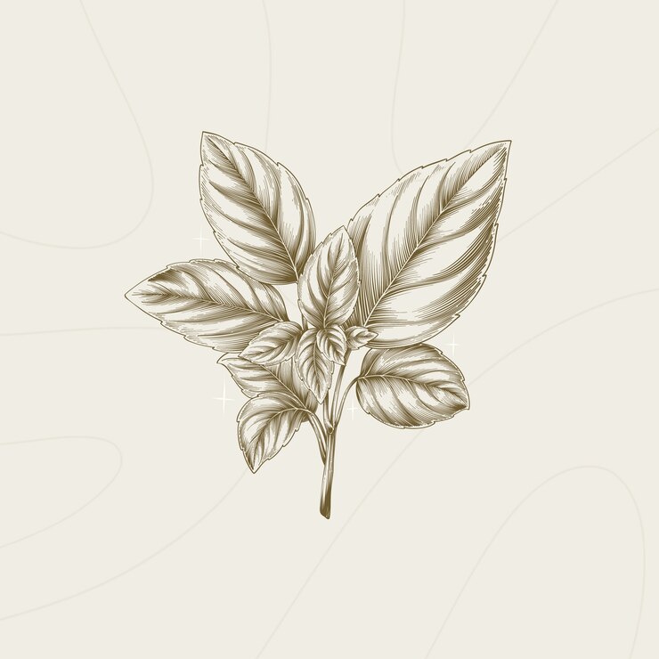 Vetor grátis ilustração desenhada à mão do contorno do manjericão
