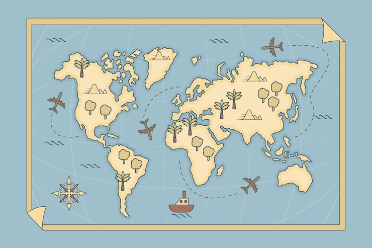 Vetor grátis ilustração desenhada à mão do mapa do mundo