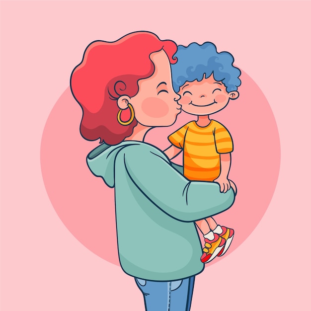 Vetor grátis ilustração desenhada à mão dos desenhos animados da mãe