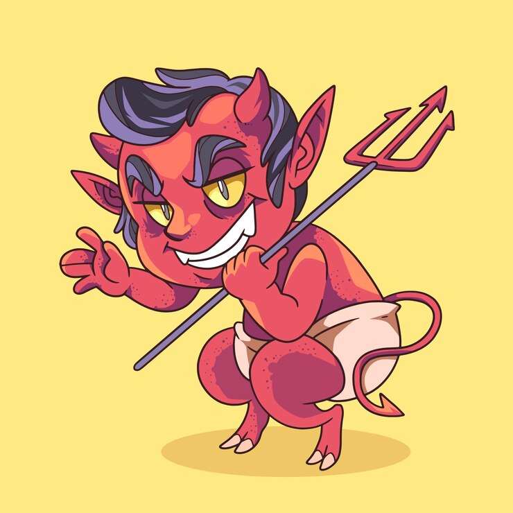 Vetor grátis ilustração desenhada à mão dos desenhos animados do diabo