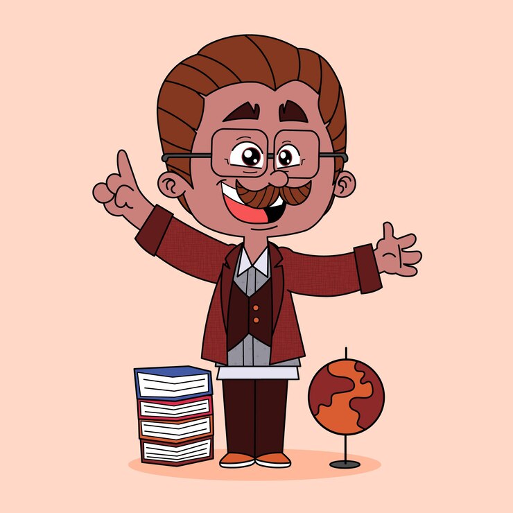 Vetor grátis ilustração desenhada à mão dos desenhos animados do professor