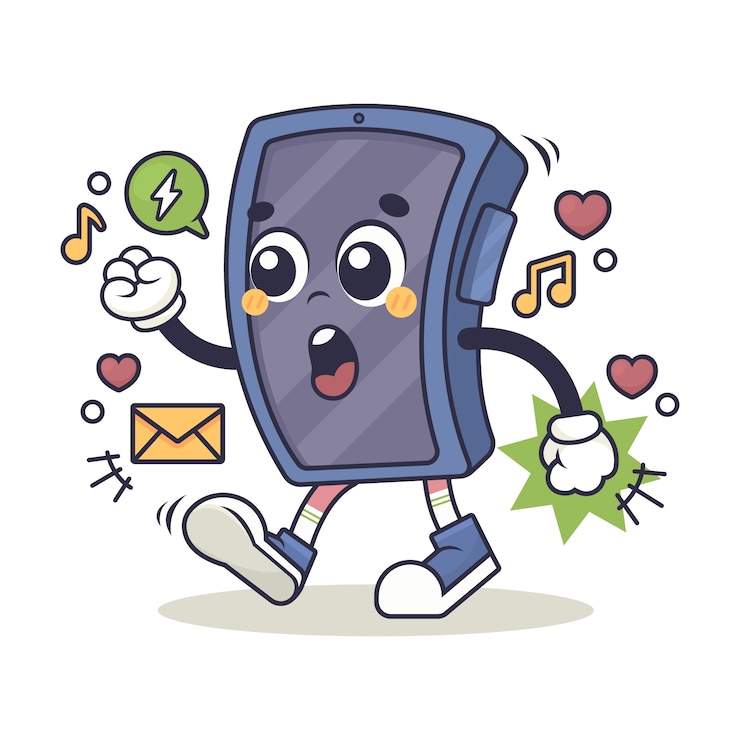 Vetor grátis ilustração desenhada à mão dos desenhos animados do telefone