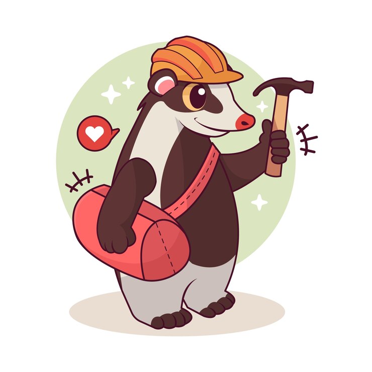 Vetor grátis ilustração desenhada à mão dos desenhos animados do texugo