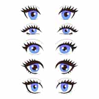 Vetor grátis ilustração desenhada à mão dos desenhos animados dos olhos azuis