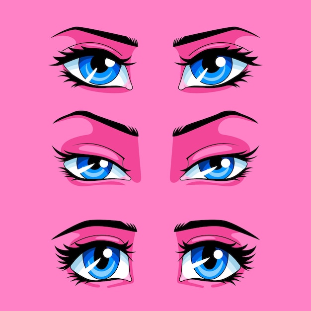 olhos femininos de anime 11485184 Vetor no Vecteezy