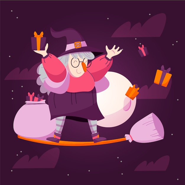 Ilustração desenhada à mão em befana plana