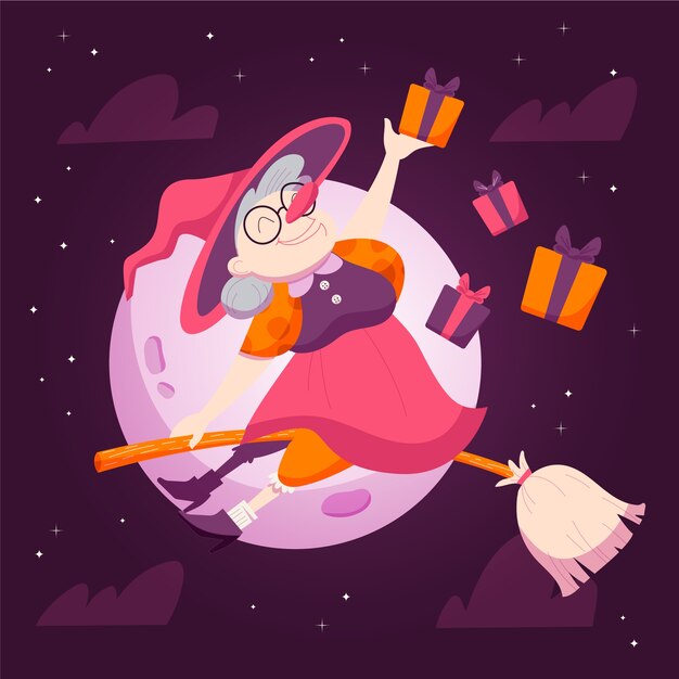 Ilustração desenhada à mão em befana plana