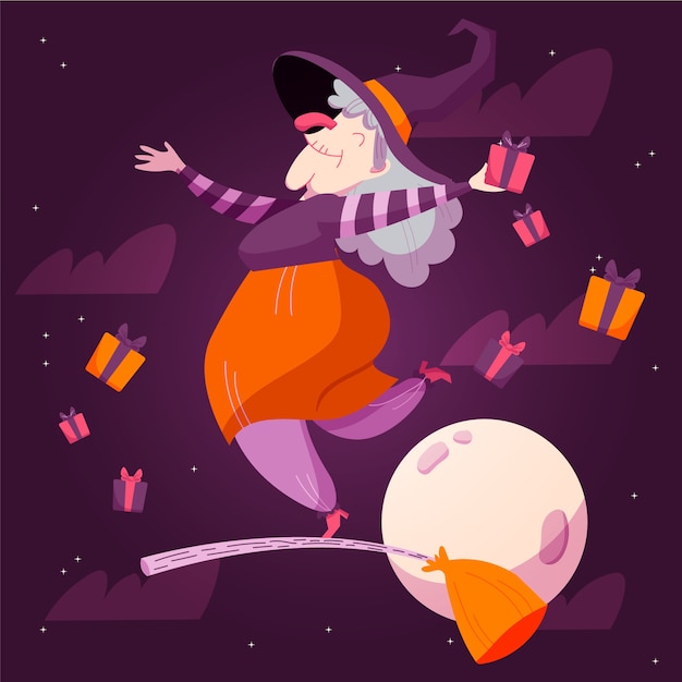 Ilustração desenhada à mão em befana plana