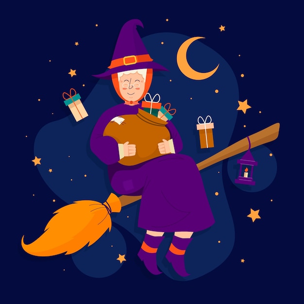Ilustração desenhada à mão em befana plana