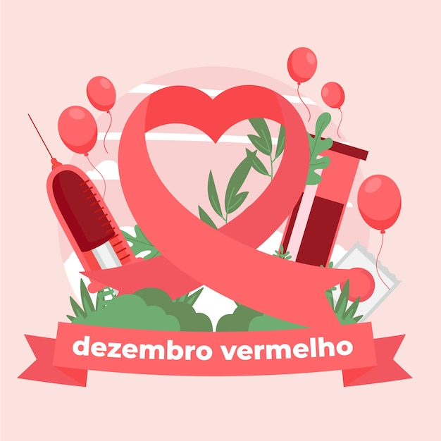 Ilustração desenhada à mão em dezembro vermelho