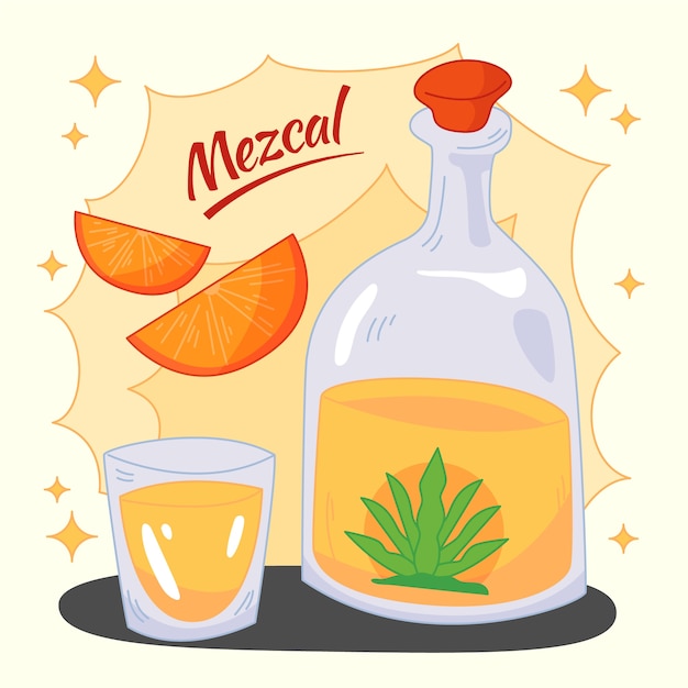 Ilustração desenhada à mão em mezcal