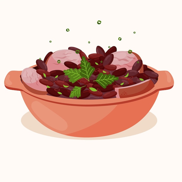 Ilustração desenhada à mão feijoada