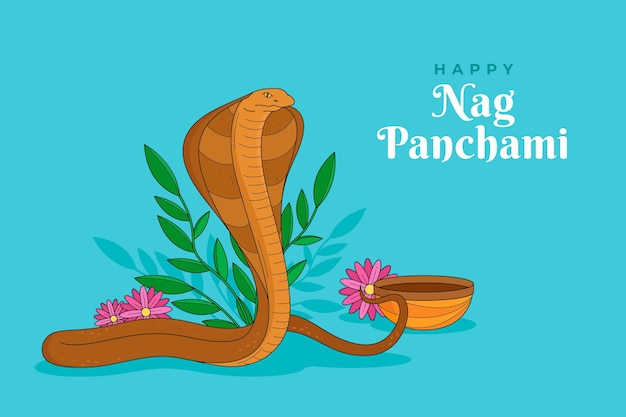 Vetor grátis ilustração desenhada à mão nag panchami