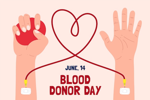 Vetor grátis ilustração desenhada à mão no dia mundial do doador de sangue