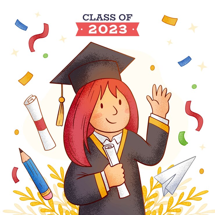 Ilustração desenhada à mão para a formatura da turma de 2023