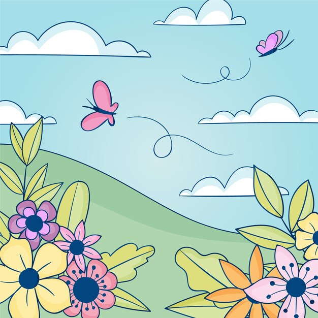 Ilustração desenhada à mão para a primavera